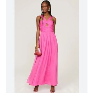 Adam Lippes Collective Pink Chiffon Knot Front Gown Maxi Dress Size 4